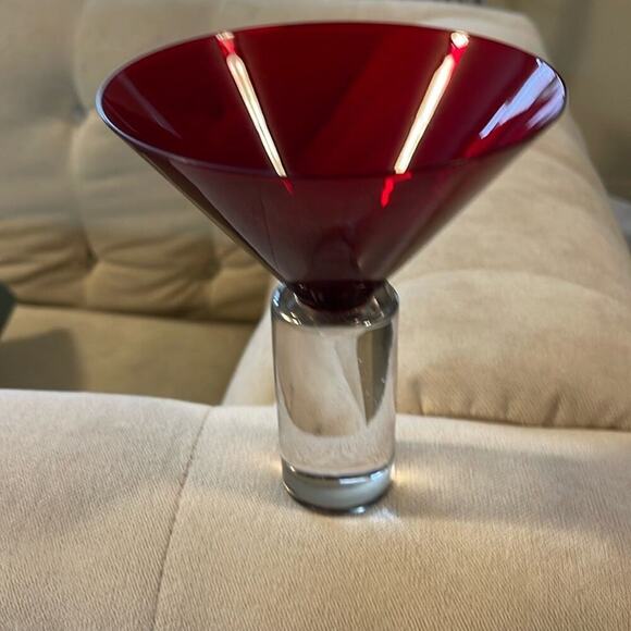 Crystal  -Martini red or decorated for candy or nuts at an event 43/4” wide - Picture 3 of 5